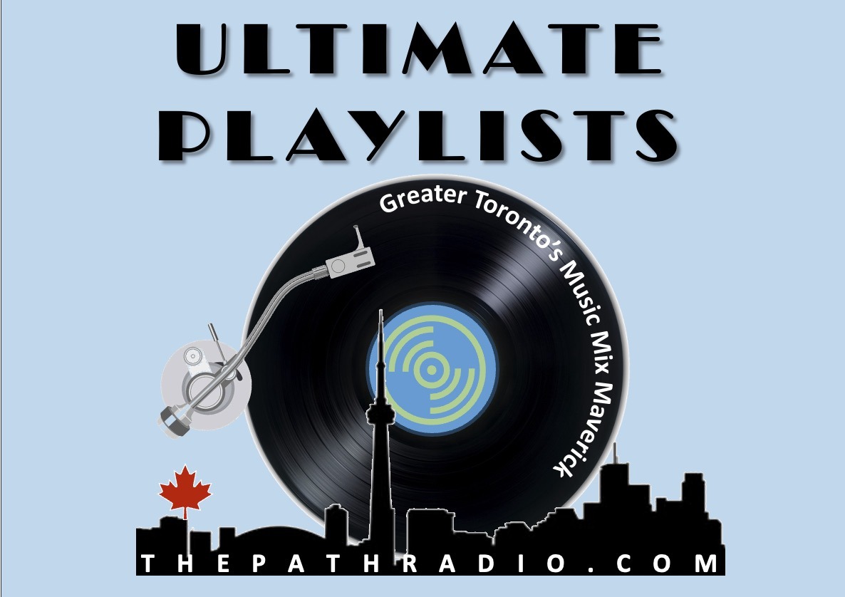 The Path Radio Ultimate Playlist logo shows the Toronto city scape, plus a record with the words Greater Toronto's Music Mix. Maverick