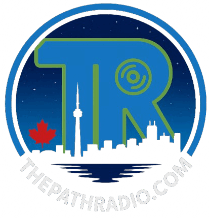 The Path Radio Logo, a round circle with TPR in the center and an integrated Toronto Skyline, with a Canadian Maple Leaf