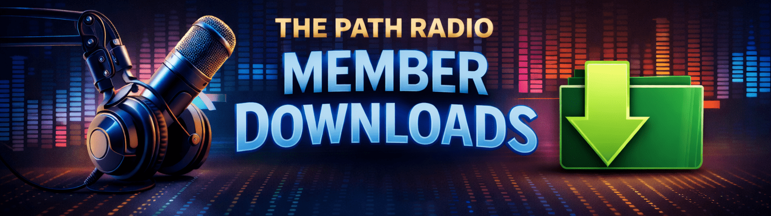 The Path Radio Member Downloads Banner shows a microphone and file folder with a download icon
