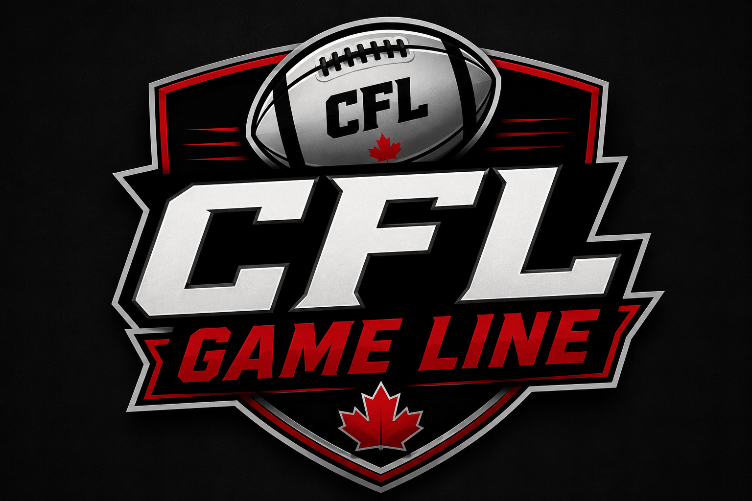CFL Game Line Logo Football with a Canadian Maple Leaf